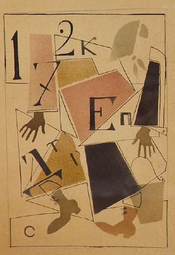 Frau mit Eimer, Buchstaben und Zahlen von Wladimir Wassiljewitsch Lebedew, 1925.