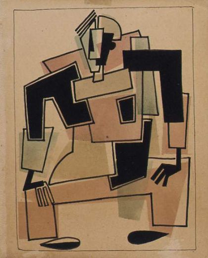 Sitzende Figur von Vladimir Yevgrafovich Tatlin, c. 1920.
